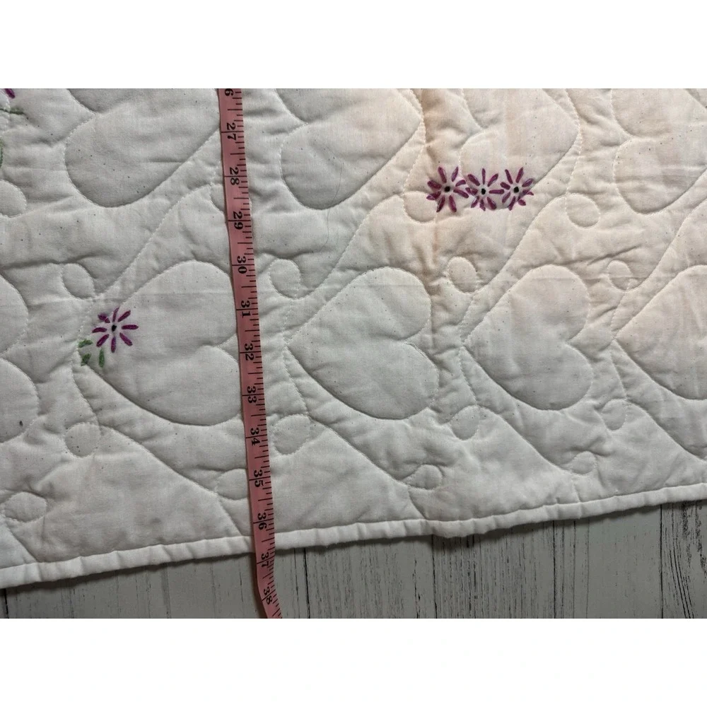 Embroidered Quilted‎ Crib Throw Bear On Rocking Horse Hand Stitched Not Complete